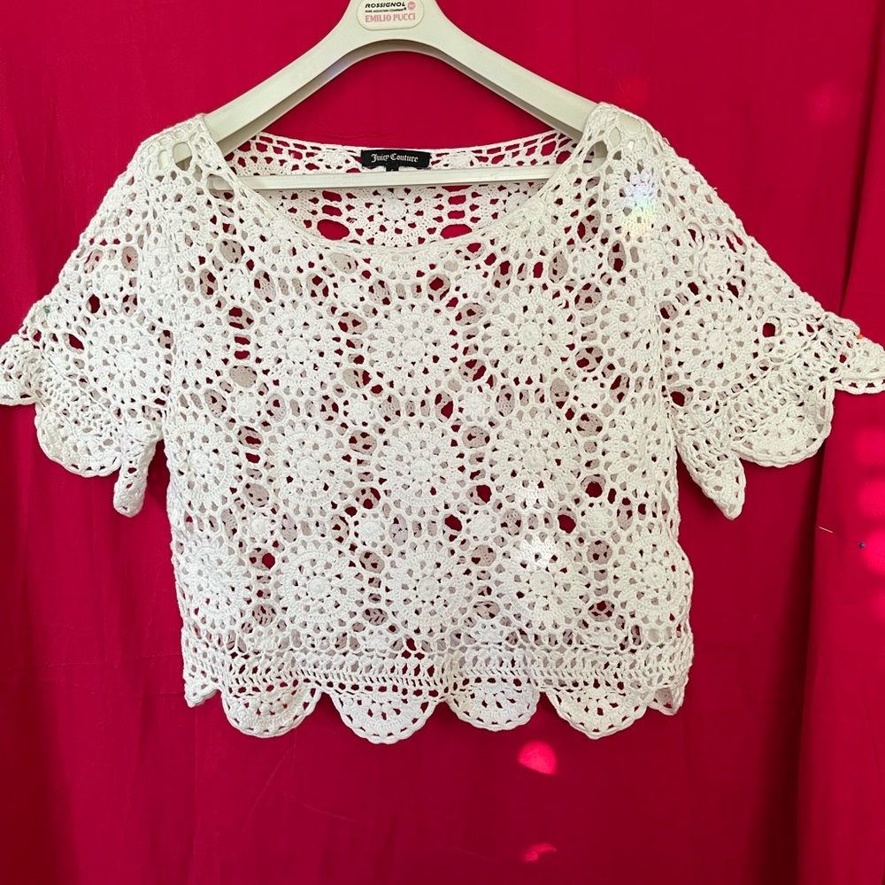 Juice couture granny crochet cropped top